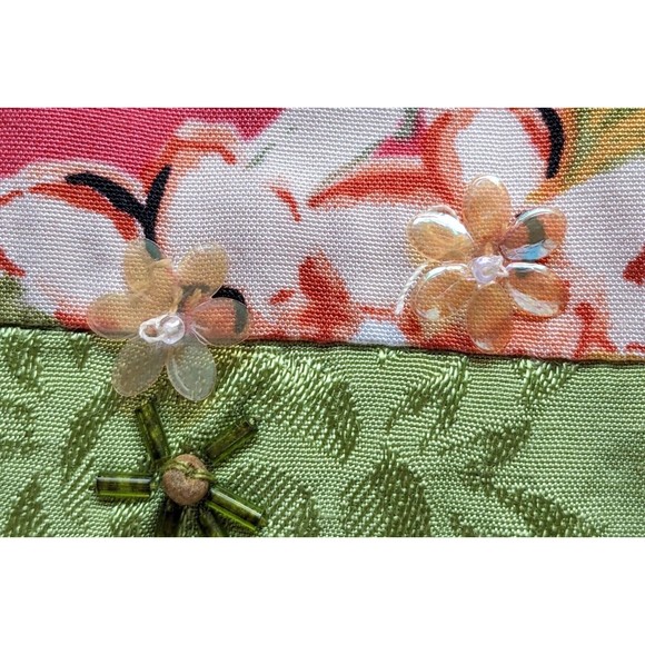 Faith Maxi Red Floral Dress, Tropical, Button Side Slit, Beaded Accents - Picture 12 of 16